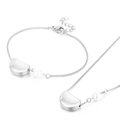 Set di gioielli in argento con perla e pendente a fagiolo con collana e braccialetto - Collana + Bracciale / Set Acciaio Grande