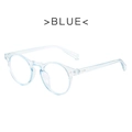 Retro round blue light blocking glasses in transparent light blue finish - Blue