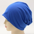 Minimalist royal blue knitted slouchy beanie for men and women in solid color - Adjustable / Sapphire Blue
