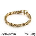 Gold wheat chain bracelet 6mm width with U-shaped clasp 215mm length for men - Gold (KB117773-KFC) / 21.5cm