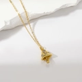 Dainty gold plated mushroom pendant necklace featuring sparkling micro-set zircons - Mushroom Rhinestone Style