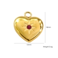 14K gold-plated heart pendant with red crystal and starburst detail, 18mm x 15mm size - Rose Red Zirconia