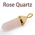 Hexagonal rose quartz crystal pendant with elegant golden metal connector and bail - Rose Quartz