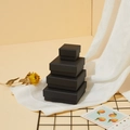 Matte black jewelry gift boxes in four sizes stacked on white silk fabric background - 5x5x3.5cm With Sponge / Black