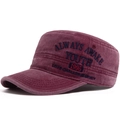 Gorra militar vintage rojo oscuro lavada con bordado de letras en azul marino - Burdeos