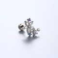 Titanium steel flower cartilage stud with marquise zircon and pearl in silver finish - Flower Purple Blue Zircon White Pearl Style (A64-6#)