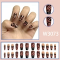 Lange trapeze kunstnagels met luipaardprint en roze kleurverloop, set van 24 stuks - Roze Glitter Luipaard Lange Stijl (W3073) / 24 Stuks/Doos (Met Lijm)