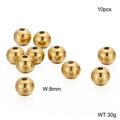 Set of 10 pieces 8mm 18K gold plated stainless steel spacer beads for DIY jewelry making - 8mm Gold (KLJ2296-Z)