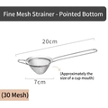 7cm stainless steel fine mesh strainer with 30 mesh conical design and 20cm long handle - Conical Mesh Strainer - 7cm (30 Mesh)