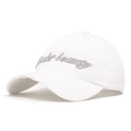 White washed baseball cap with under beauty gray embroidery and distressed brim details - White (3D Embroidery)