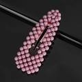 Pink pearl beaded BB hair clip with metallic base on reflective background - Nude Pink Waterdrop