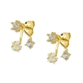S925 silver needle star earrings with gold plating and cubic zirconia stones - Gold Branch Zirconia