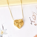 Titanium steel heart pendant necklace with hammered texture in golden finish - Heart
