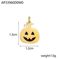Detailed size view of a golden pumpkin metal charm for DIY jewelry making - Gold Pumpkin Lantern