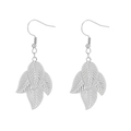 Pendientes largos de hoja en acero inoxidable plateado con textura de veta natural - Plateado