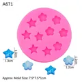 Pink silicone star and flower mold with dimensions 7.5x7.5cm for resin and fondant crafts - Star and Flower Combo / Pink