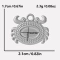 Dimensions et poids détaillés d'un pendentif crabe en acier inoxydable 304 argent - Crabe (S2037) / Argenté