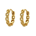S925 sterling silver hollow chain earrings with golden finish and geometric design - Gold (Style D)