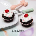 Miniature resin strawberry cupcake charm for DIY phone cases and jewelry 1.4x1.6cm - Dotted Strawberry Cake-Coffee
