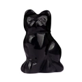 Polierte schwarze Edelstein-Katzenfigur in sitzender Pose für DIY-Kristallhandwerk - 1,5 Zoll / Obsidian