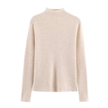 Pull en maille côtelée pour femme à col montant et manches longues couleur abricot - S / Abricot