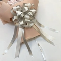 Large silver and white tiered pull bow for wedding car and floral gift decoration - Vertical Stripe Silver