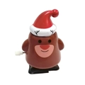 Wind-up Christmas reindeer toy with red holiday hat in glossy plastic finish - Wind-up Walking Fat Bear