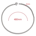 5mm wide silver stainless steel curb chain necklace with 480mm circumference - 5mm Wide Chain - Silver