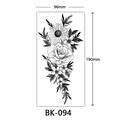 Sketch style flower temporary tattoo sticker BK-094 with rose and sunflower motifs - BK-094 / 96*190mm