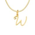 Golden letter W pendant necklace with heart detail and sleek snake chain for women - Letter W / Gold