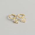 Minimalistische goldene S925 Sterlingsilber Creolen mit funkelnden Stern-Anhängern - 925er Silber / Gold