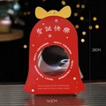 Red bell-shaped Christmas gift box with gold bow, clear window and star patterns - Christmas Bell Apple Box-Red / 5 Pcs/Pack