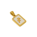 Golden Sagittarius zodiac square pendant necklace with white shell inlay for women - Sagittarius