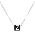 Collier chaîne argentée minimaliste avec pendentif cube noir et lettre Z blanche - Lettre Z (KN238029-Z)