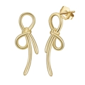 Elegant 925 sterling silver knot stud earrings in a polished golden finish - Gold Streamline Knot Studs (SE411-14K)