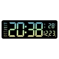 Reloj de pared digital negro con pantalla de hora en degradado de azul a amarillo - Estilo 5526 / Carcasa Negra LED Cian