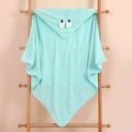 Mint green hooded baby bath towel with cute cartoon face design in soft coral fleece - Cartoon Style / 80CM*80CM / Light Green
