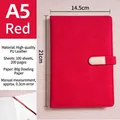 A5 red PU leather notebook with a metal buckle clasp and 200 pages of 80g Daolin paper - A5 (With Buckle / 100 Sheets) / Red
