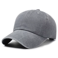 Casquette de baseball en coton gris foncé délavé avec texture rétro usée et style sobre - Réglable / Gris clair