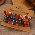 Ensemble de bracelets de style bohème avec perles colorées et breloques papillon - Multicolore (5054)
