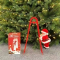 Babbo Natale rampicante elettrico con scala rossa e scatola regalo vicino all'albero - Doppia Scala Rossa