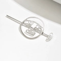 Minimalistische silberne Haarspange mit abstraktem, hohlem Gesichtsumriss-Design - Silber