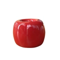 Minimalist red glossy ceramic toothbrush holder with round spherical design - Red