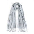 Solid light blue cashmere-like scarf for women with soft texture and fringe hem - Light Gray