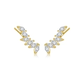 Classic leaf-shaped gold stud earrings featuring sparkling white marquise-cut zircon stones - Marquis Zircon Style / Gold
