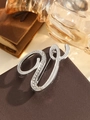 Elegant silver-toned crystal letter U brooch with shimmering rhinestones for women - Silver Letter V