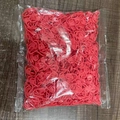 Pack of red plastic stitch markers for knitting and crochet on a wooden surface - Rose Red