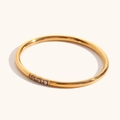 Minimalist 18K gold plated stainless steel ring featuring three micro-set diamonds - US 5 / 3 Stones Thin Ring