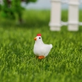 Miniature white chicken resin figurine with red comb for moss micro landscape decor - White Chicken Profile (No.6)