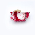 Cute Santa Claus acrylic hair claw clip in red and white for holiday hairstyles - Santa with Sack